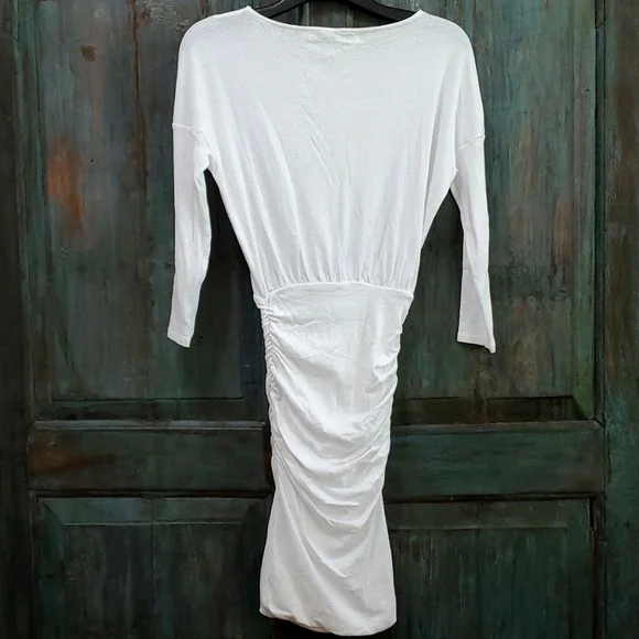 Michael Stars Ruched Bodycon Midi Dress in White, Size Small, NWOT - Picture 3 of 9